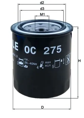 Filtro de aceite MAHLE OC275