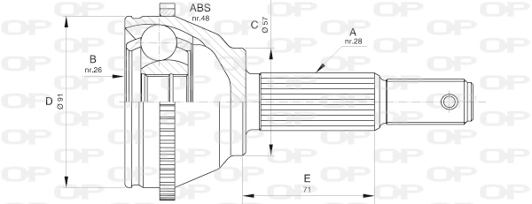 Junta homocinética exterior delantera para Ford Transit (V184/5)