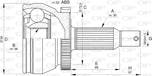Junta homocinética exterior delantera para KIA Sorento  (XM)