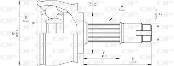 Junta homocinética exterior delantera 500  hatchback (2007-2026) original desde 38,06 €