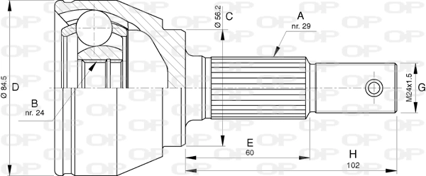 Junta homocinética exterior delantera Nissan JUKE F15