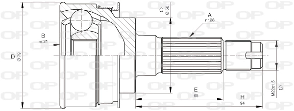 Junta homocinética exterior delantera Mazda 626 3 GD
