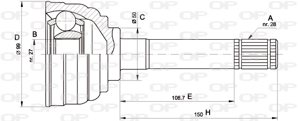 Junta homocinética exterior delantera para Nissan Terrano I (WD21)
