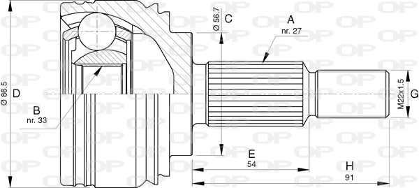 Comprar Junta homocinética exterior delantera Renault Laguna III BT0, BT1 a bajo precio