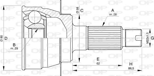 Junta homocinética exterior delantera SX4  hatchback (2006-2026) original desde 39,26 €