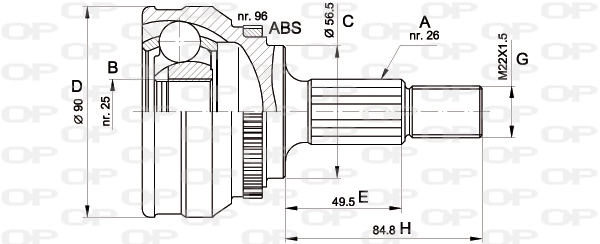 Junta homocinética exterior delantera para Audi 100 (43)