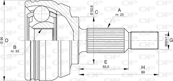 Junta homocinética exterior delantera para Renault DUSTER I (HS)
