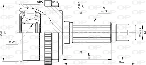 Junta homocinética exterior delantera para KIA Picanto (BA)