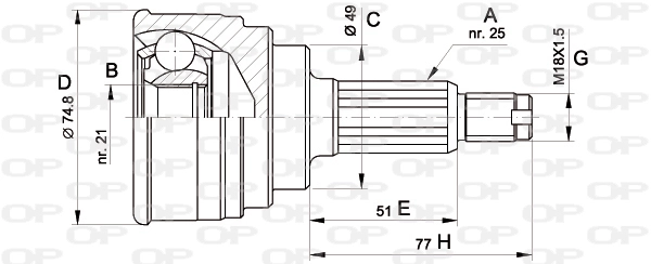Junta homocinética exterior delantera para Citroen C15  (VD)