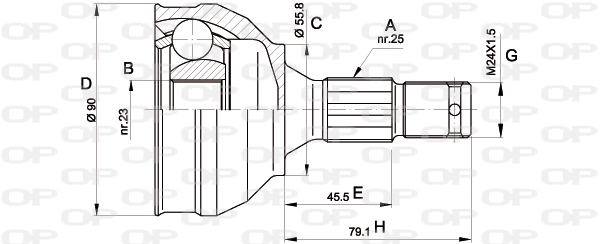 Precio del repuesto Junta homocinética exterior delantera 205 I hatchback
