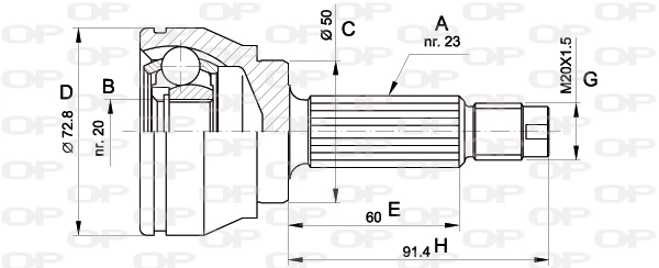 Junta homocinética exterior delantera Ford Fiesta GBFT