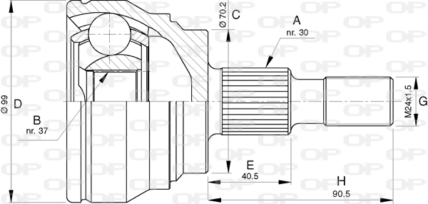 Junta homocinética exterior delantera para Mercedes GL  (X164)
