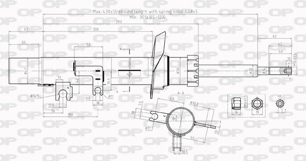 Amortiguador eje delantero izquierda para Citroen C2 (JM)