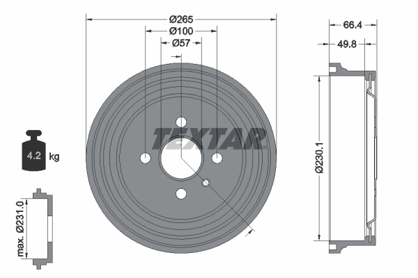Tambor de freno trasero para Opel Astra (A04)