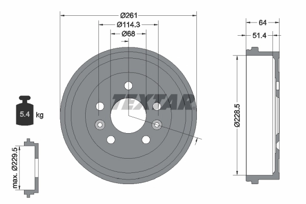 Tambor de freno trasero para Renault DUSTER I (HS)
