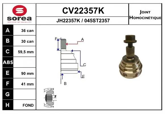 Junta homocinética exterior delantera Cevam 6458N