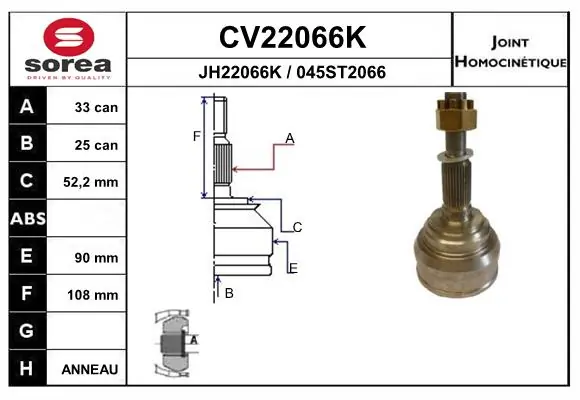 Junta homocinética para Opel Astra F 55, F70