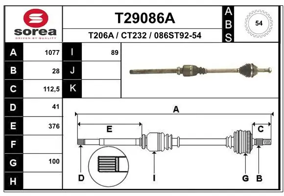 Semieje delantero derecho Polcar T29086A precio, desde 103,09 EUR