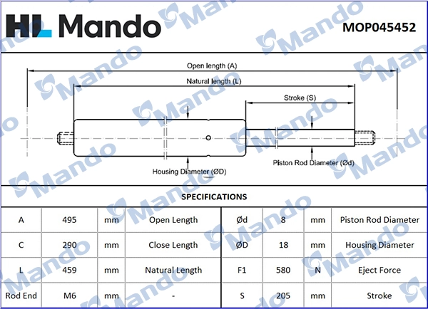 Amortiguador de maletero Hyundai Santa Fe III SUV (DM) (2012 - 2018) precio, desde 12,25 EUR