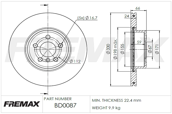 Disco de freno 43512WAA01 Toyota