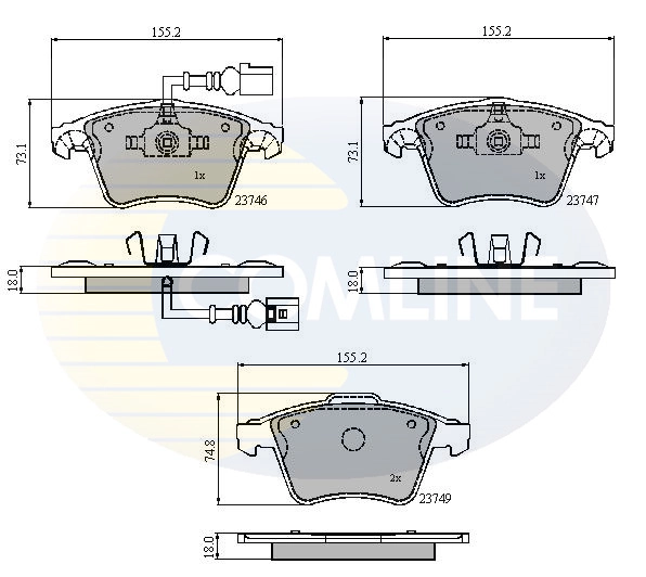 Pastillas de freno delanteras para Volkswagen Transporter  (7JD, 7JE)