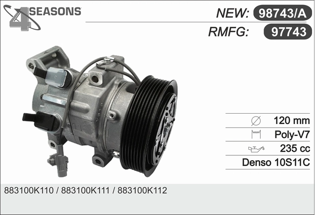 Compresor de aire acondicionado Toyota Hilux KUN25