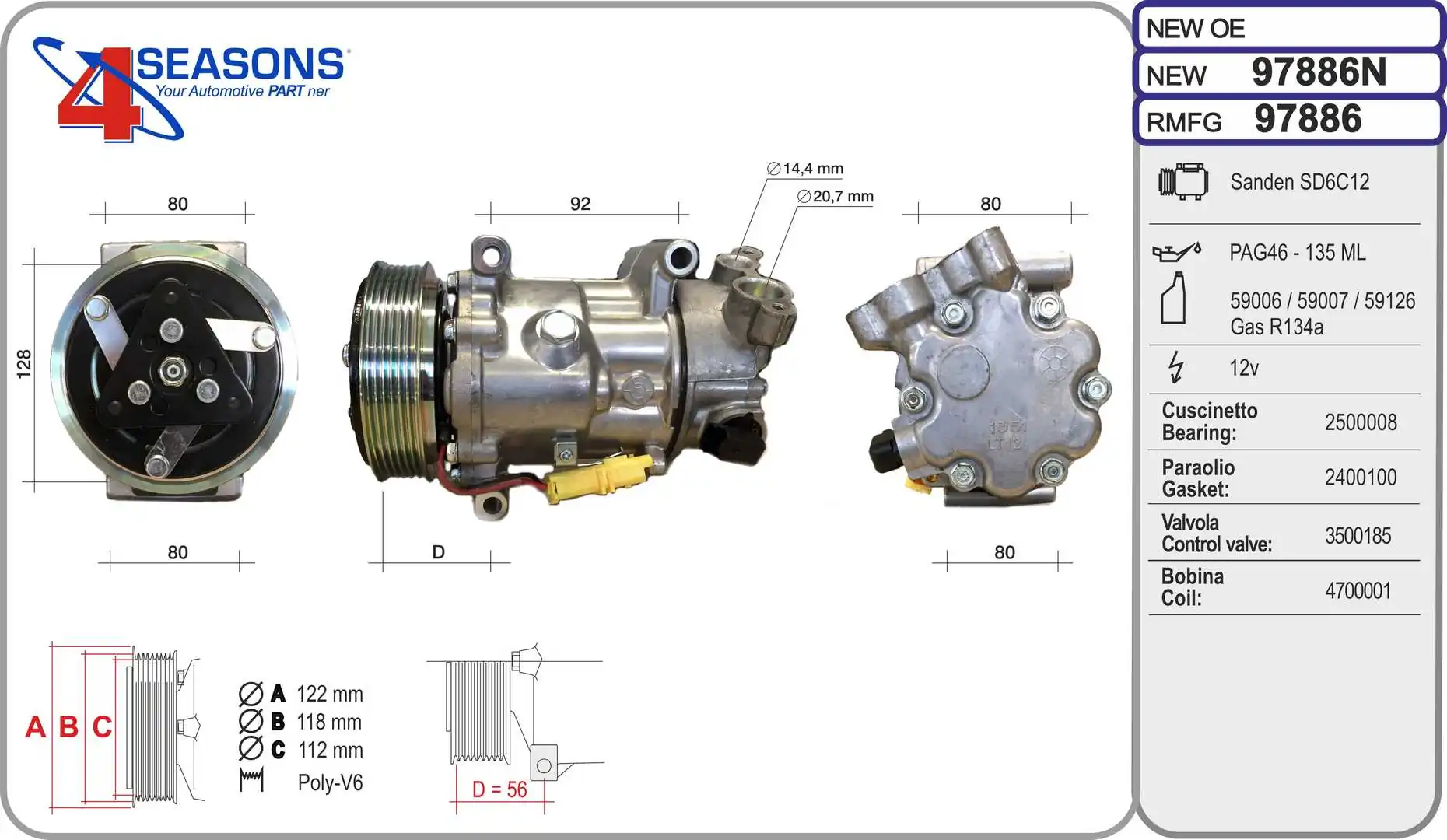 Compresor de aire acondicionado Citroen C4 UA