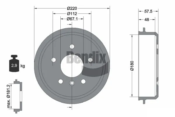Tambor de freno trasero para Mercedes A  (W168)