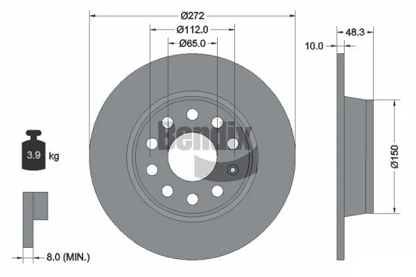 Disco de freno trasero para Audi TT FV3, FVP