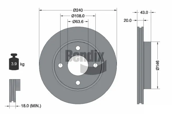 Precio del repuesto Disco de freno delantero Escort V hatchback