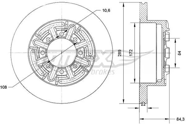7180256 Fiat/Alfa/Lancia Freno de disco trasero