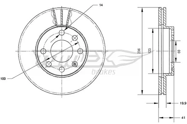 Freno de disco delantero Opel Astra 51, 52, F35, M35
