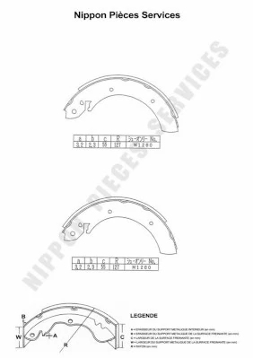 SA072PO Hyundai/Kia Zapatas de freno de tambor traseras