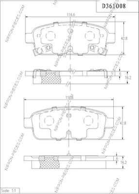 Pastillas de freno traseras 1617287080 Peugeot/Citroen