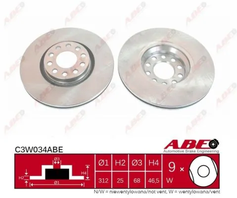 Frenos delanteros ABE C3W034ABE precio, desde 55,53 EUR