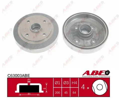 Tambor de freno trasero ABE C63003ABE precio, desde 40,49 EUR