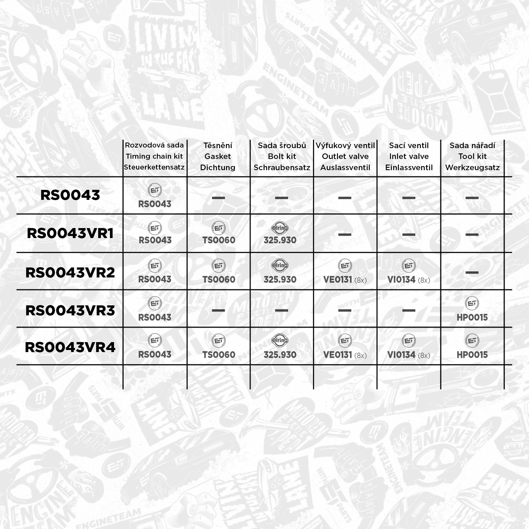 RS0043 ET Engineteam Juego de cadena de distribución