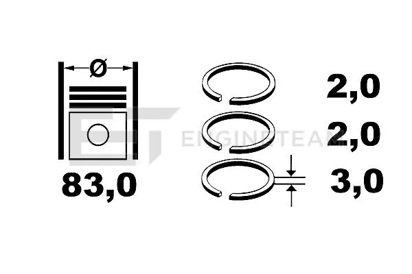 Juego de anillos de pistón, motor, STD 120087005600 NE/NPR