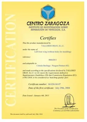 Aleta delantera izquierda Jumasa 8131050 precio, desde 71,84 EUR