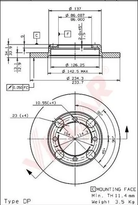 Disco de freno MB618737 Mitsubishi