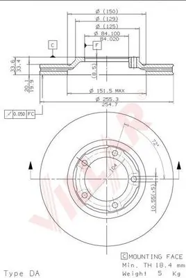 Disco de freno delantero para Mitsubishi L 300  (L03P, L02P)