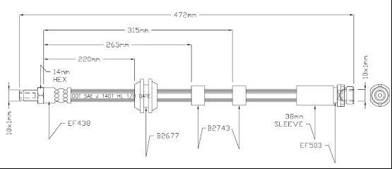 Tubo flexible de frenos delantero para Jaguar X-type (CF1)