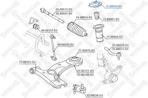 1298053SX Stellox Soporte del amortiguador delantero