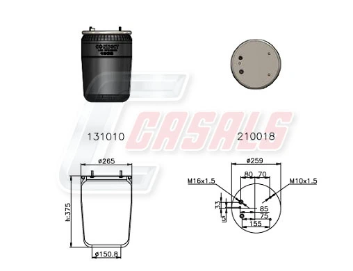 Bolsa de aire del eje trasero Kraftiger KG836NS