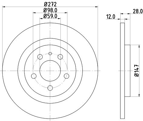 8DD355109151 HELLA Freno de disco trasero