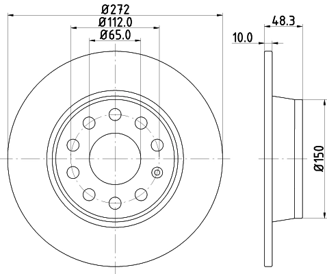 8DD355116971 HELLA Freno de disco trasero