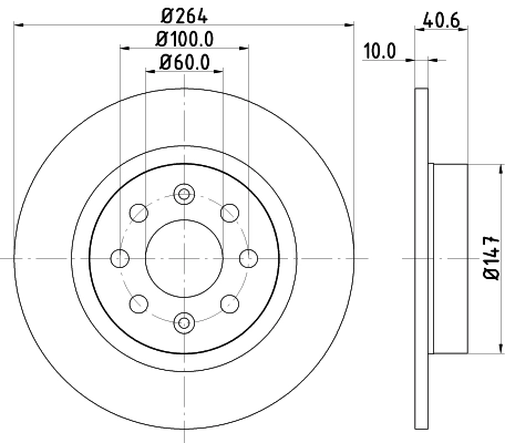 8DD355112621 HELLA Freno de disco trasero