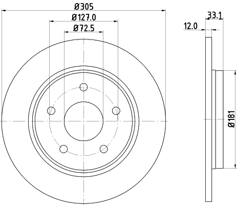 8DD355115801 HELLA Freno de disco trasero