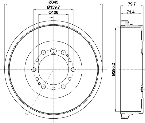 8DT355302971 HELLA Tambor de freno trasero