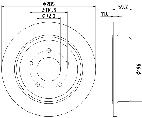 8DD355114801 HELLA Freno de disco trasero